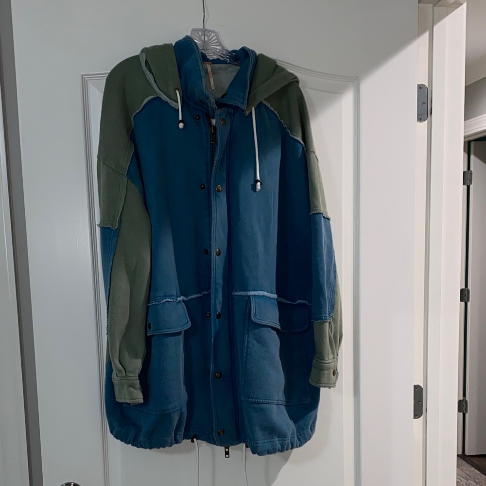 Free People Green Hooded Jacket